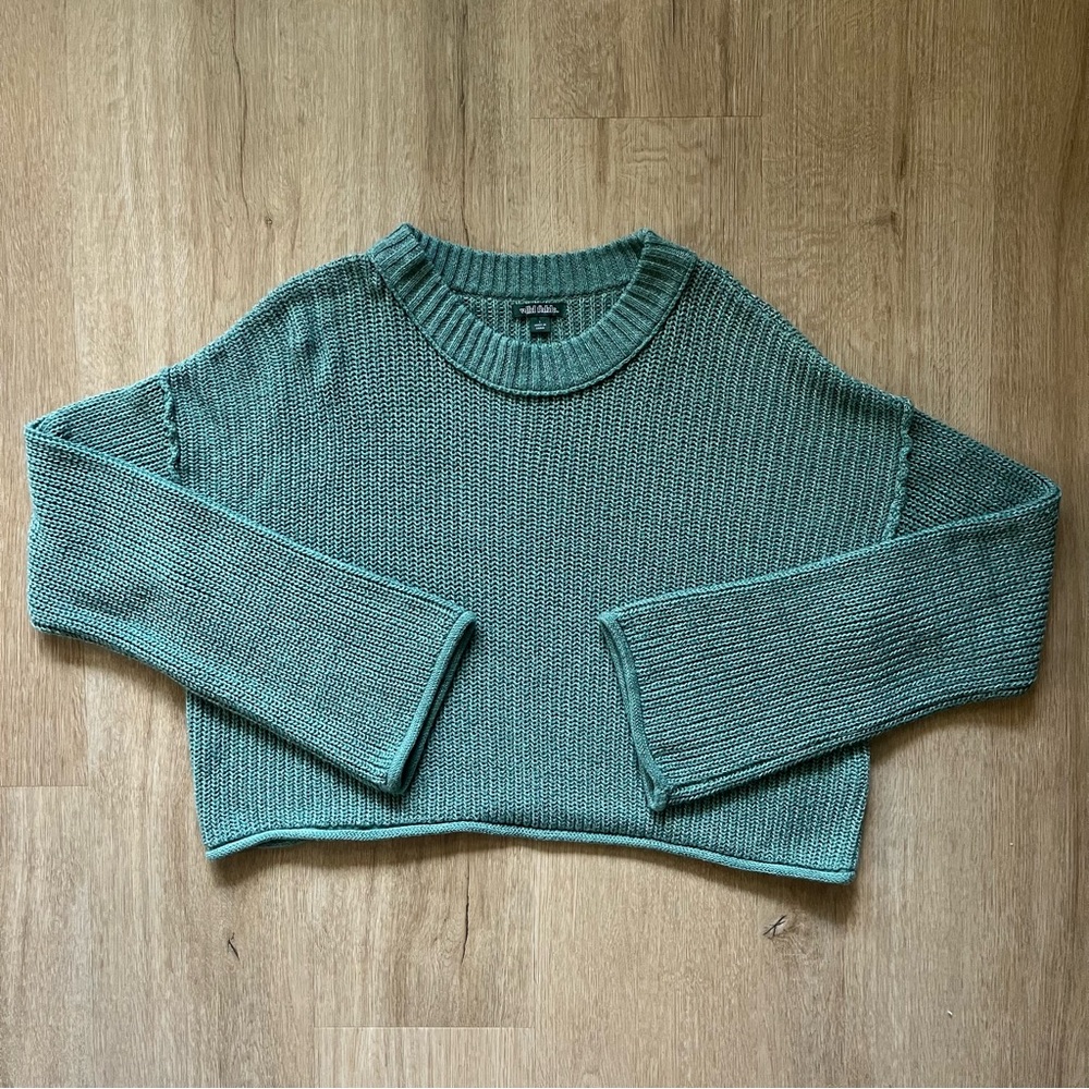 Wild fable teal large cropped sweater